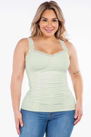 Seamless Laced Cami Corset (Plus Size): Plus Size / Black