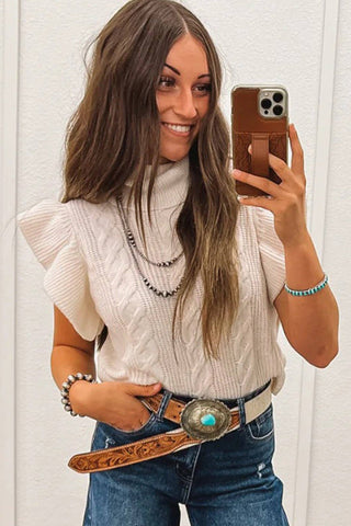 Turtleneck Ruffle Sleeve Sweater