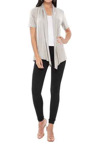 Grey Short Sleeve Cardigan