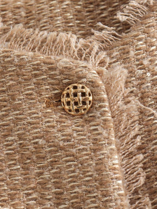 Elegant Vintage Pocket Cropped Jacket: Gold / XS