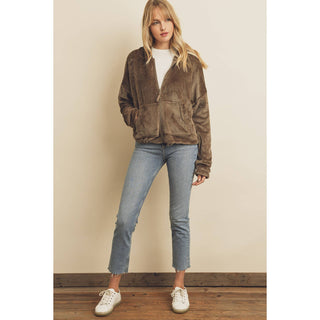 Faux Fur Zip-Up Hoodie