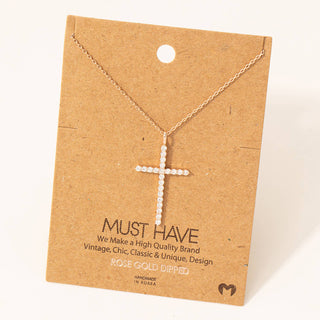 Pave Cross Pendant Chain Necklace: S