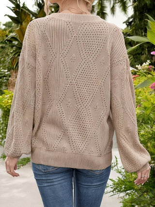 Textured Knit Sweater with Balloon Sleeves