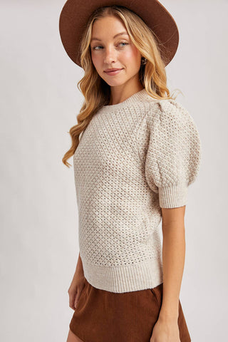 Oatmeal Puff Sleeve Sweater