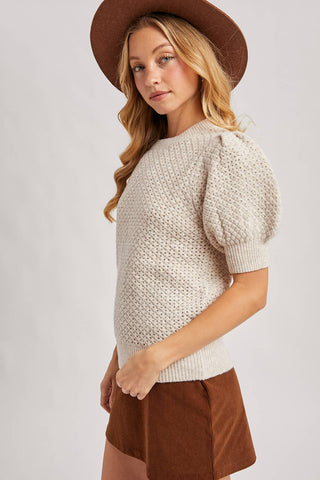 Oatmeal Puff Sleeve Sweater