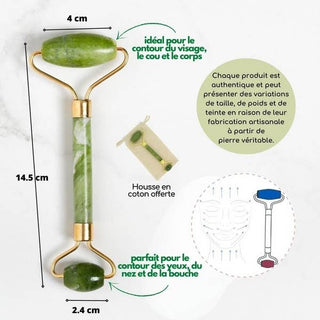 Roller and Gua sha Green Jade Stone Duo