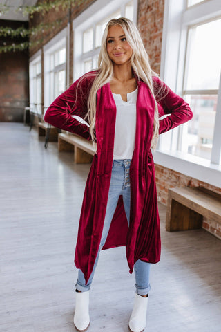 Adelina Long Velvet Cardigan | S-2XL: Yellow / M