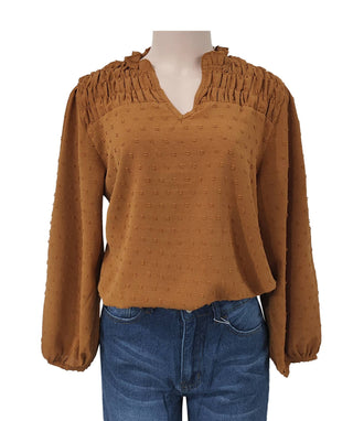Pleated Jacquard Chiffon Top
