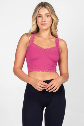 Seamless Laced Cami Bralette (New Spring/Summer Colors): One Size Regular / Black