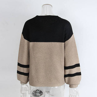 Black and Tan Color Block Sweater