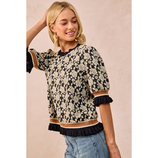 Textured Rose Knit Sweater