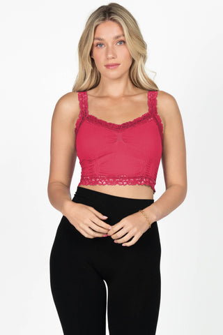 Seamless Laced Cami Bralette (New Spring/Summer Colors): One Size Regular / Peony