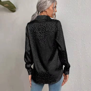 Black Leopard Jacquard Blouse
