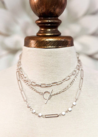 Multi Layer Chain Necklace W Toggle: Gold