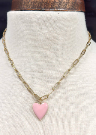 One Heart Necklace: Bubblegum