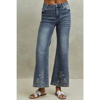 Flare Jeans with Embroidered Hem