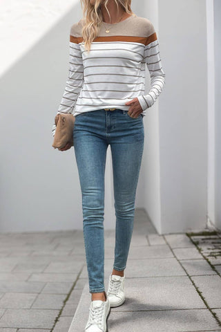 Rust Striped Long Sleeve Top