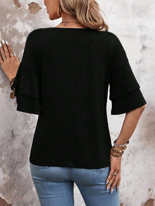 Black Ruffle Sleeve Blouse