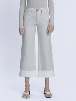 Striped Cuffed Crop Jeans