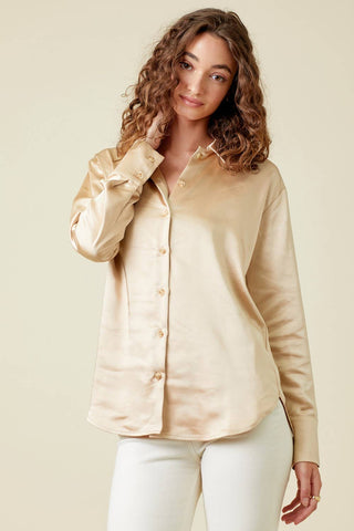 Peach Gold Silk Blouse