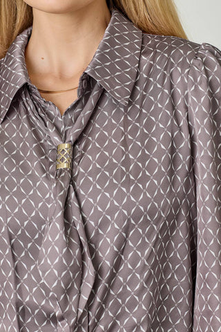 Geo Print Scarf Blouse