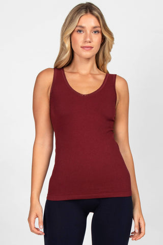 Ribbed Reversible V-Scoop Tank with Lace Trim (Assorted): One Size / Assorted
