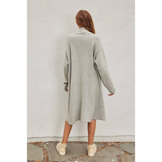 Cozy Long Cardigan: LIGHT GREY / S/M