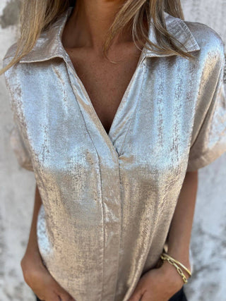 Champagne Metallic Button Down