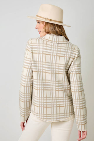 Check Patterned Sweater Jacket