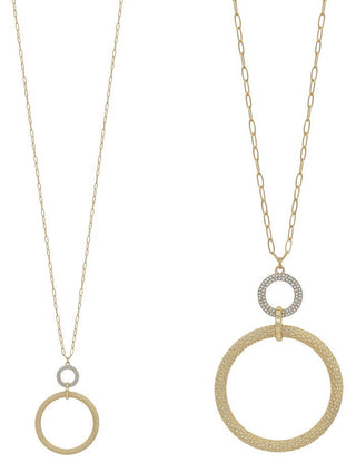 Gold Open Circle with Pave Beaded Accent 36" Necklace