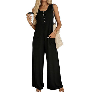 Black Jumpsuit with Button Detail