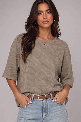 Olive Textured Short Sleeve Top
