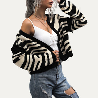 Pattern Button-Up Cardigan