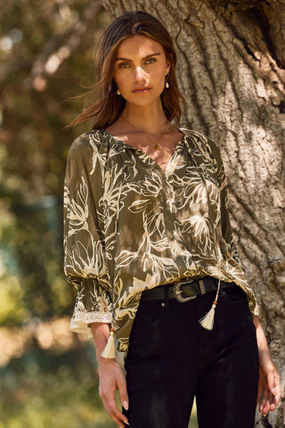 Olive Floral Printed Blouse
