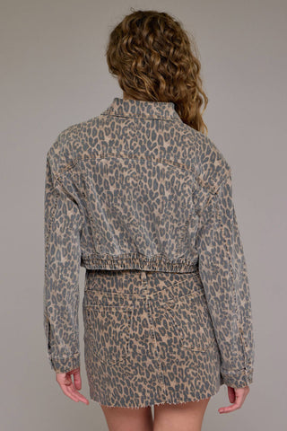 Cheetah Cropped Cargo Jacket