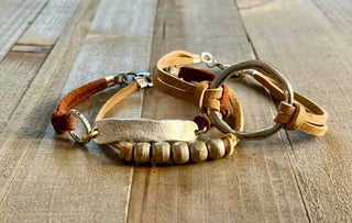 In My Feelings boho link leather bracelet: Large
