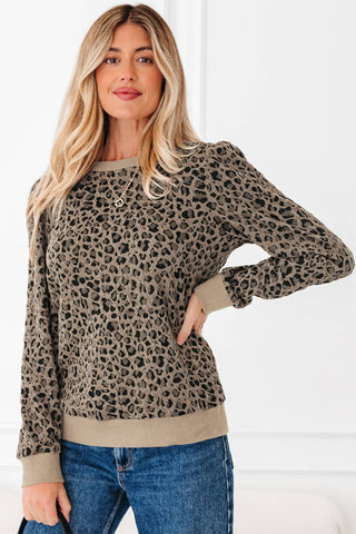 Leopard Ribbed Long Sleeve Top