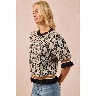 Textured Rose Knit Sweater