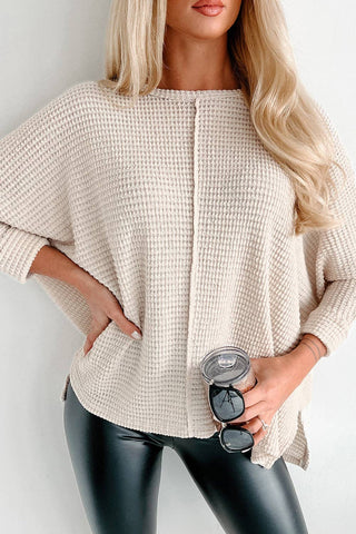 Apricot Waffle Knit Splits Top
