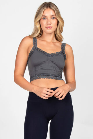 Seamless Laced Cami Bralette (New Spring/Summer Colors): One Size Regular / Black
