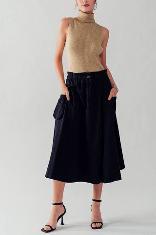 RIB KNIT SLEEVELESS TURTLE NECK TOP: IVORY / S/M-3:M/L-3