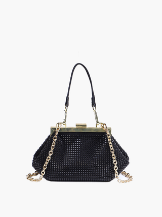 Lola Rhinestone Satchel/Crossbody: Silver/Black
