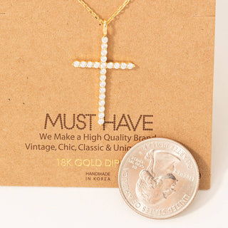 Pave Cross Pendant Chain Necklace: S