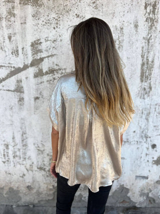 Champagne Metallic Button Down