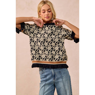 Textured Rose Knit Sweater