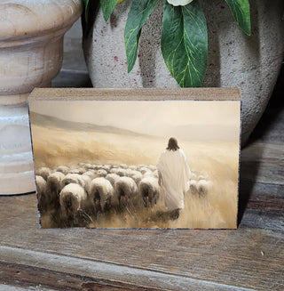 3.5x5" Printed Block Jesus Sheep