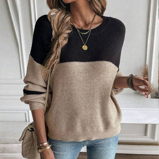 Black and Tan Color Block Sweater