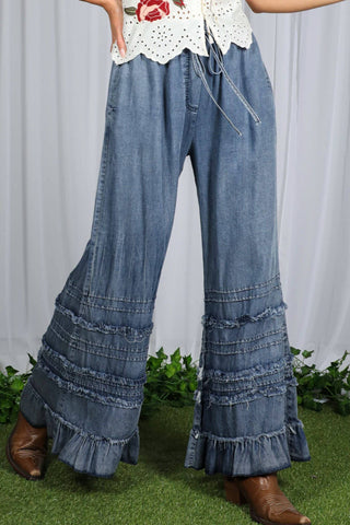 Flared Chambray Pants