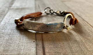 In My Feelings boho link leather bracelet: Medium