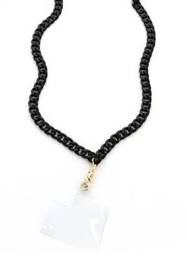 Black Chain Cell Phone Holding Cross Body Chain, 47"